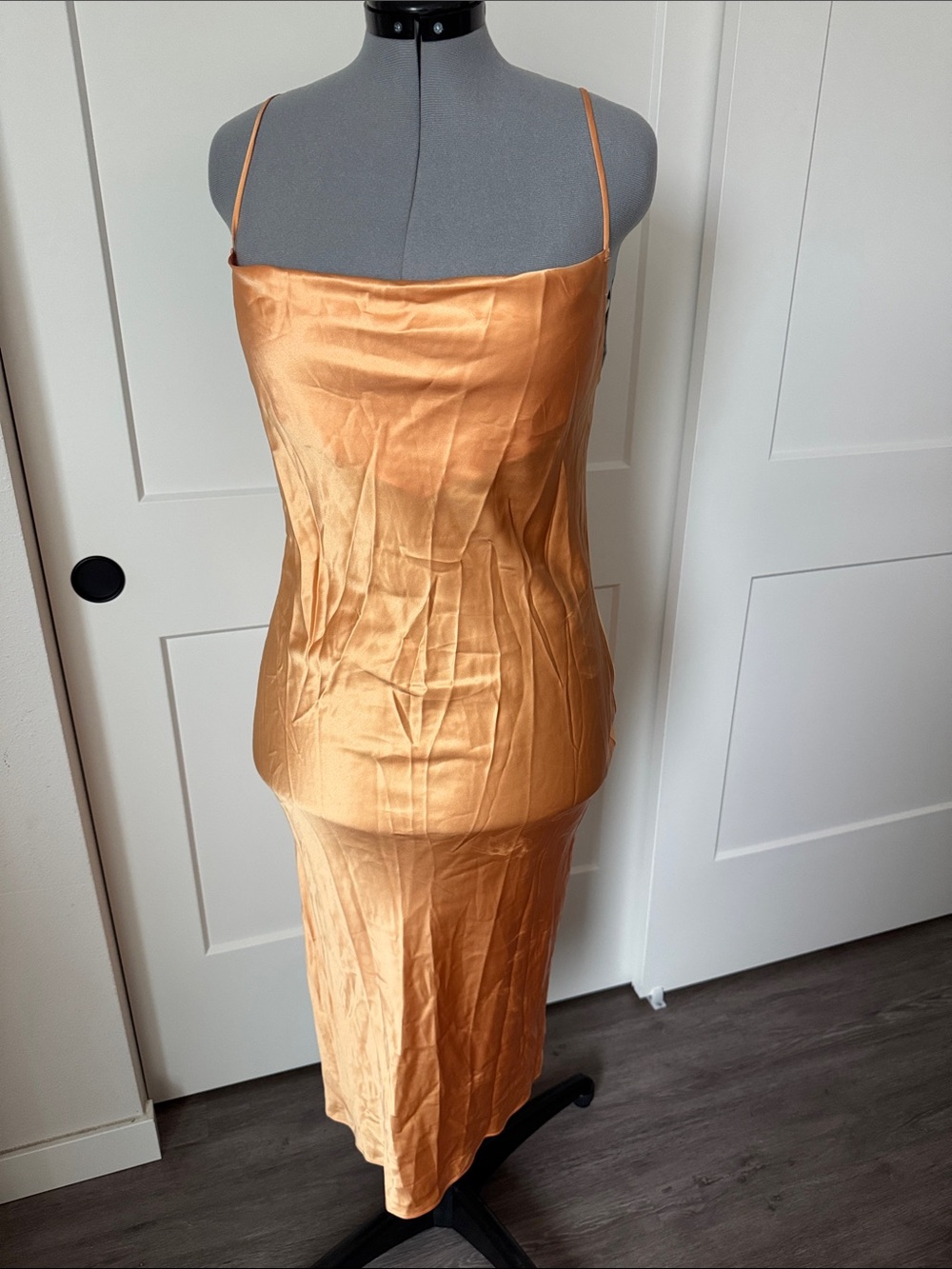 Fleur du Mal Silk Satin Slip Dress in Burnt Orange